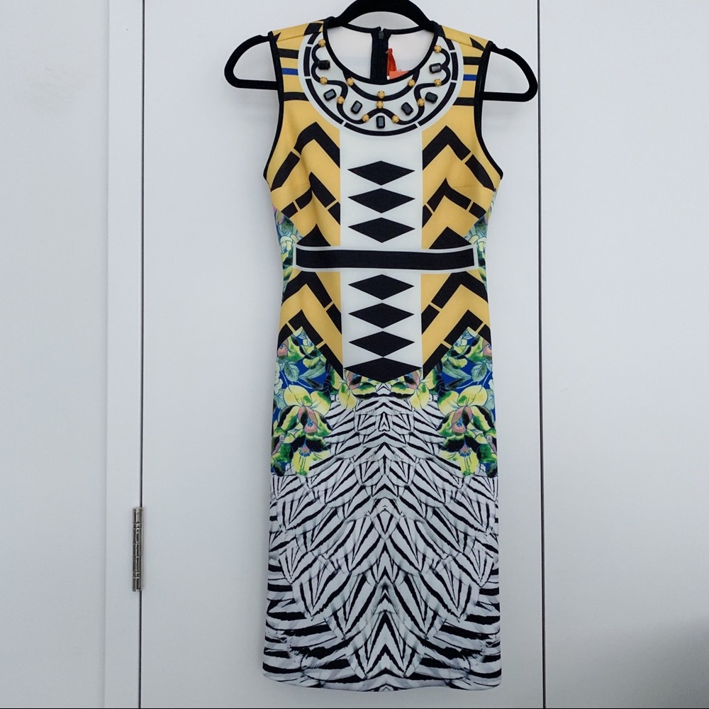 Clover Canyon Toucan Dress in Neoprene with Jewels